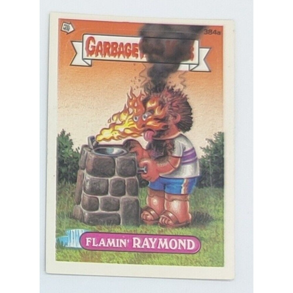Vintage Garbage Pail Kids 384a Flamin' Raymond ERROR! 1987 Card White Square On